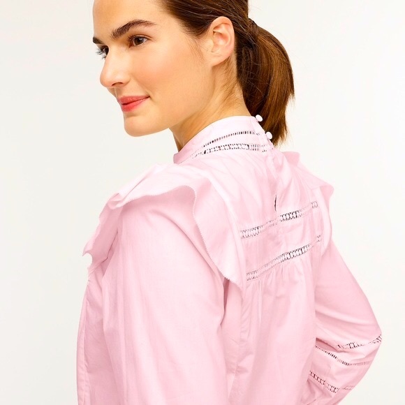 JCREW Crocheted Lace Ruffle Top NWT L Pink - Picture 5 of 5
